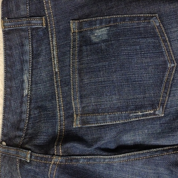 ELIE Tahari Blue Dark Wash Light Distressed  Mid Rise Flare Leg Denim Jeans - Picture 13 of 15